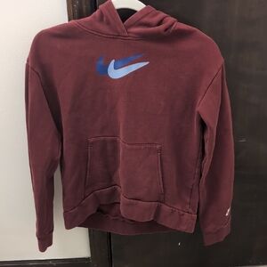 Nike Burgundy Hoodie with Blue Swoosh